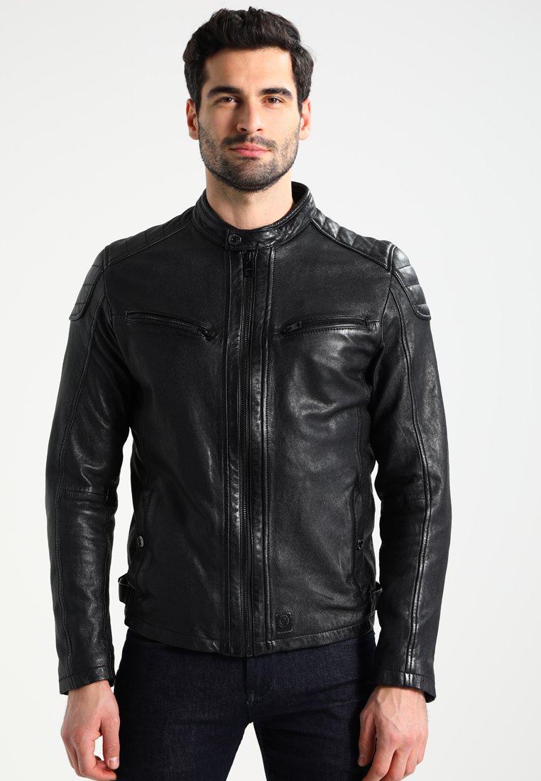 New Men's Slim Fit Designed Black Leather Jacket Coat Motor Biker Coat ...