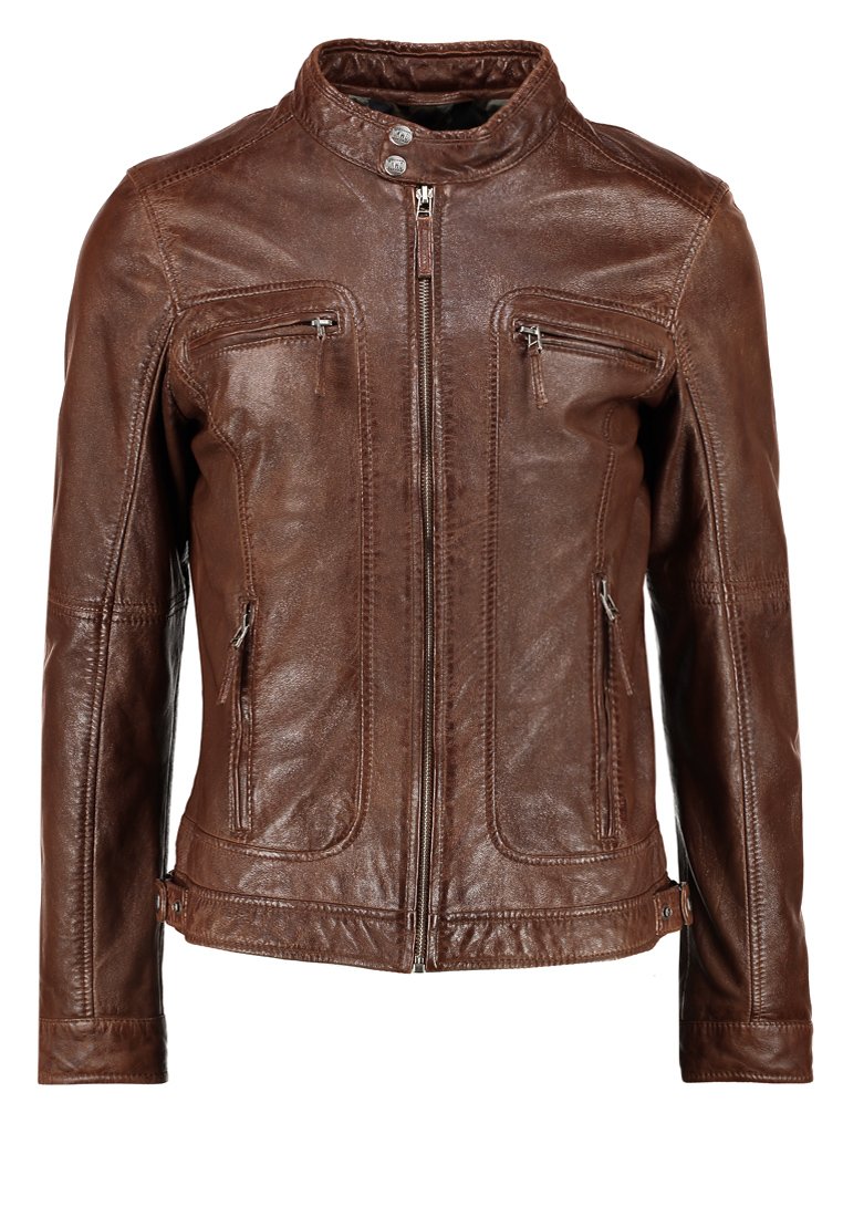 Men's Slim Fit Designed Brown Leather Jacket Coat Motor Biker Coat - 25 ...