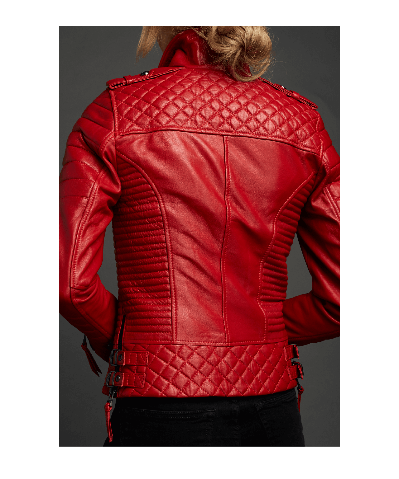 Womens Red Style 100 Real Genuine Lambskin Leather Motorcycle Slim Fit Biker Jacket 40 On Luulla 5000